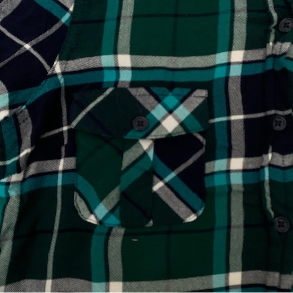 Women's Green Long Sleeve Plaid Button Down Blue Cotton XSMALL - Picture 4 of 5
